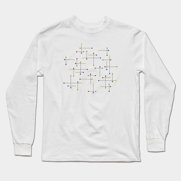 Mid Century Modern Lines and Dots Long Sleeve T-Shirt by amyvanmeter